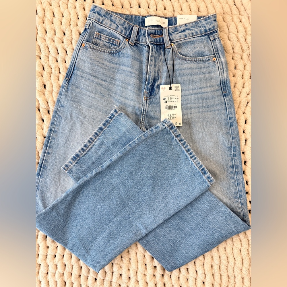 ZARA High-Waist Regular Fit Blue – Size 2 (EU 34) - Picture 4 of 13